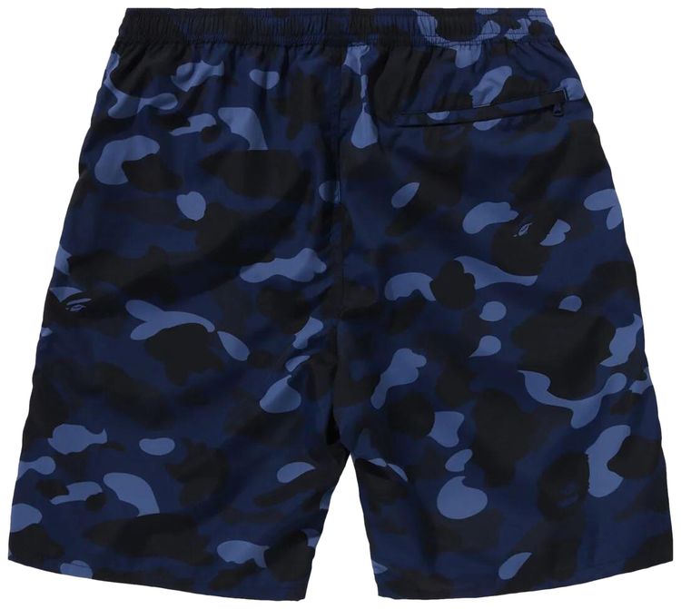 BAPE Color Camo Ape Head One Point Beach Shorts Navy