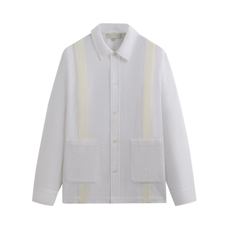 Kith Seersucker Long Sleeve Boxy Collared Overshirt White