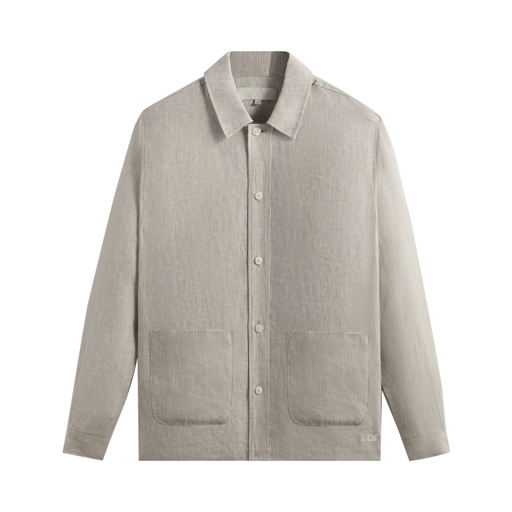Buy Kith Pinstripe Linen Long-Sleeve Boxy Collared Overshirt