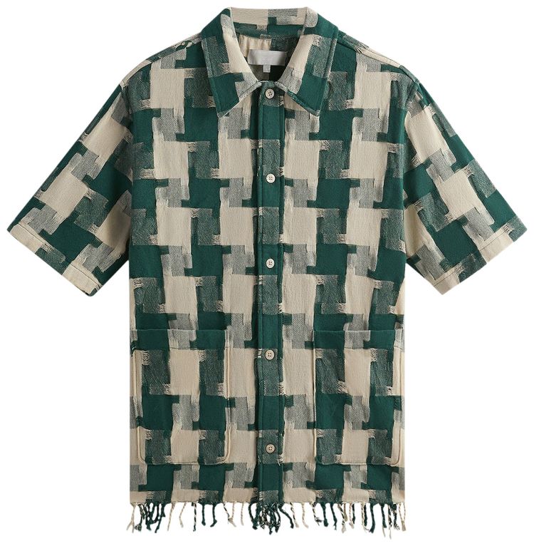 Kith Jumbo Houndstooth Boxy Collared Overshirt Conifer