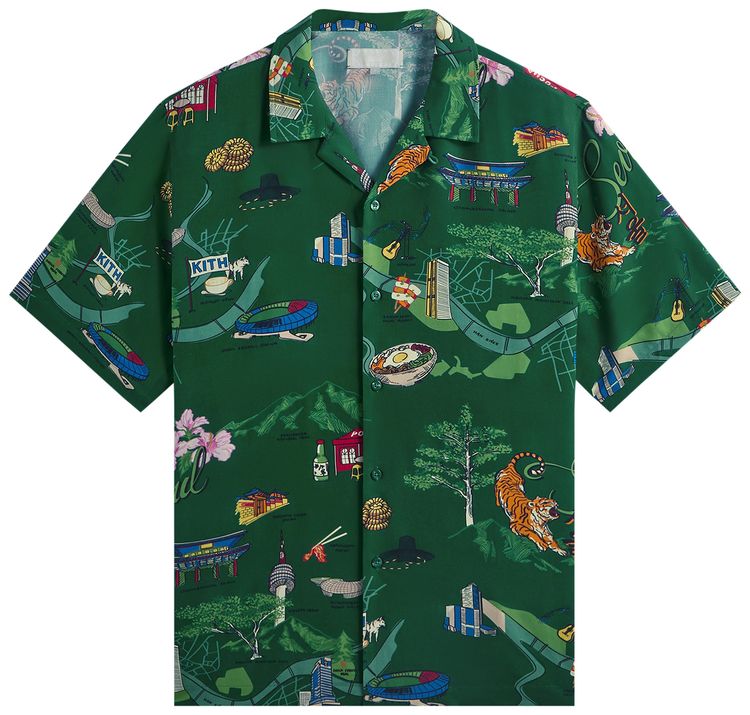 Kith Seoul Thompson Camp Collar Shirt Conifer