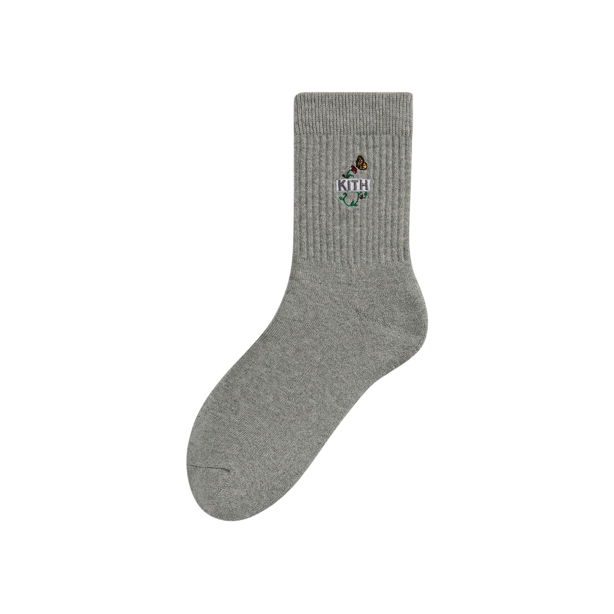 Buy Kith Butterfly Box Logo Mid Crew Socks 'Heather Grey