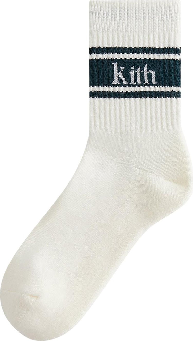 Kith Striped Mid Crew Cotton Socks With Jacquard Logo Stadium