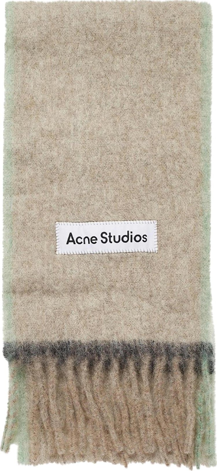 Acne Studios Logo Fringe Scarf 'Beige/Grey'