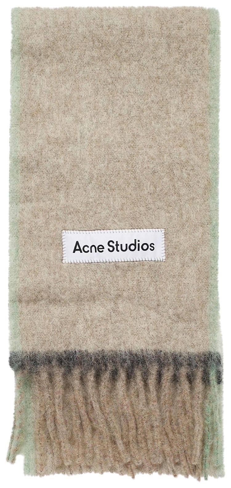 Acne Studios Logo Fringe Scarf 'Beige/Grey'