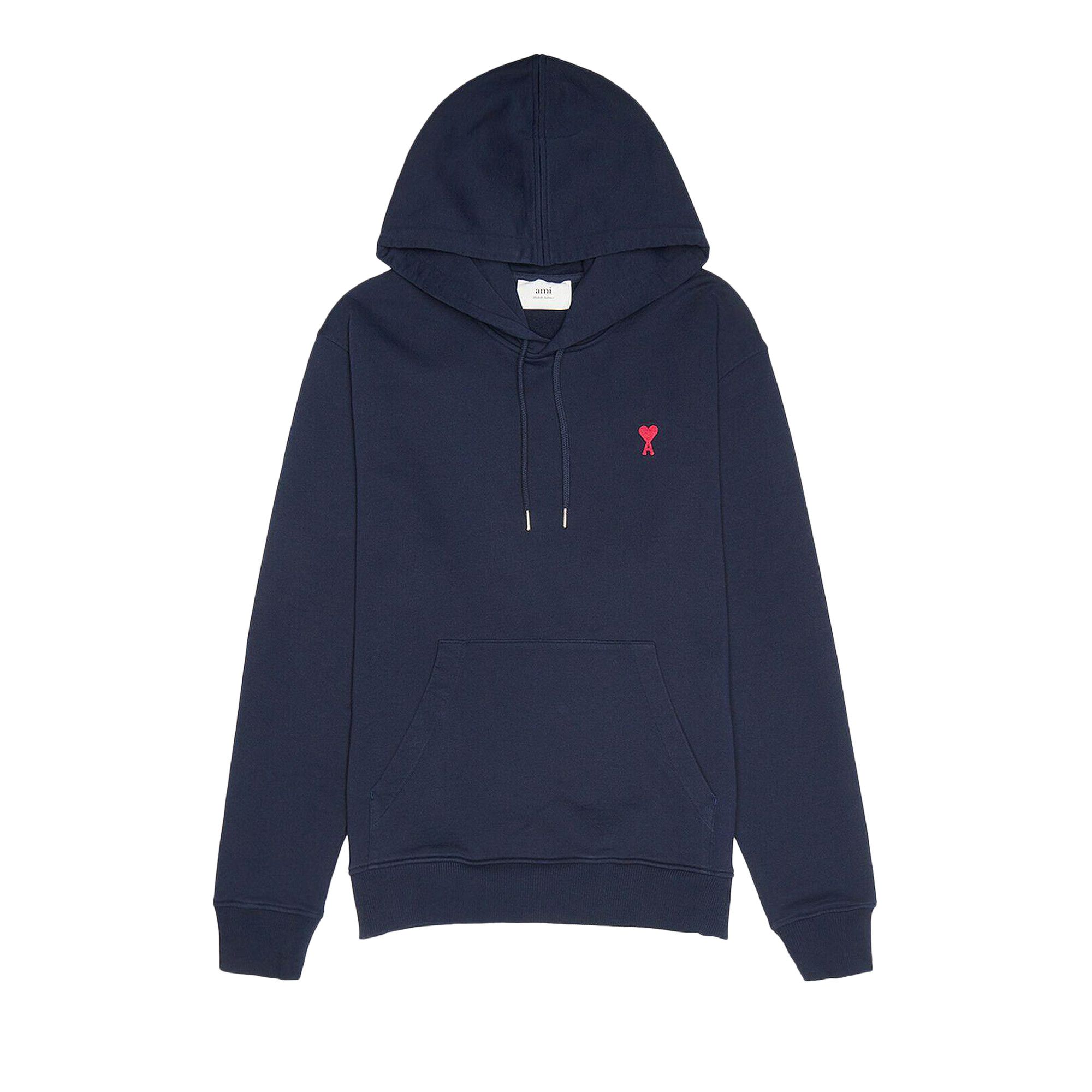 AMI|HOOD/ZIP-UP (BFUSW200 730 491) Buy Ami Small Heart Logo Hoodie 'Nautic Blue' - USW200 730