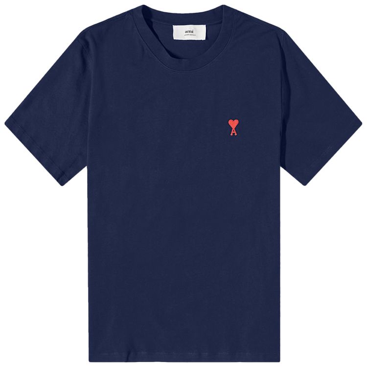 Ami Small Heart T Shirt Nautic Blue