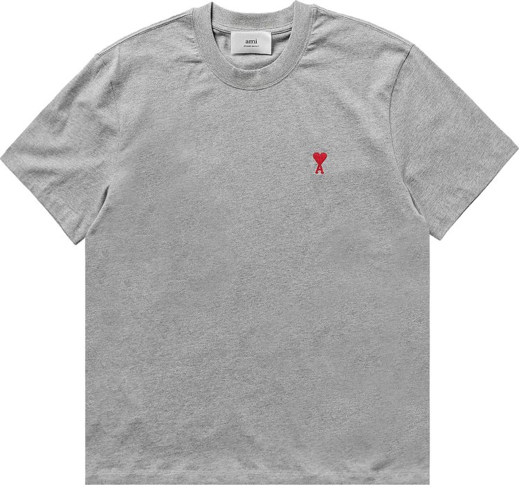 Ami Small Heart T Shirt Heather Grey