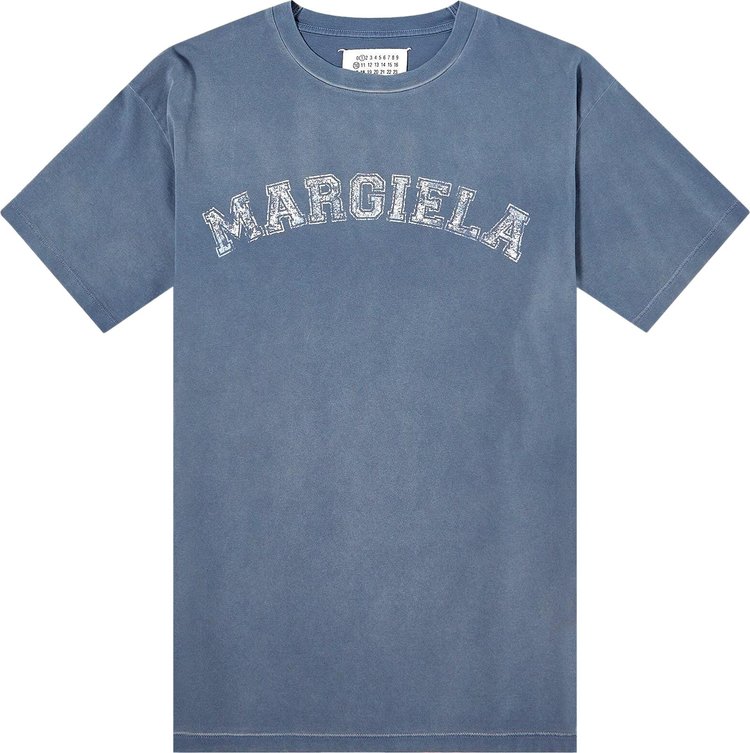 Maison Margiela Overdye Treatment Logo T Shirt Blue