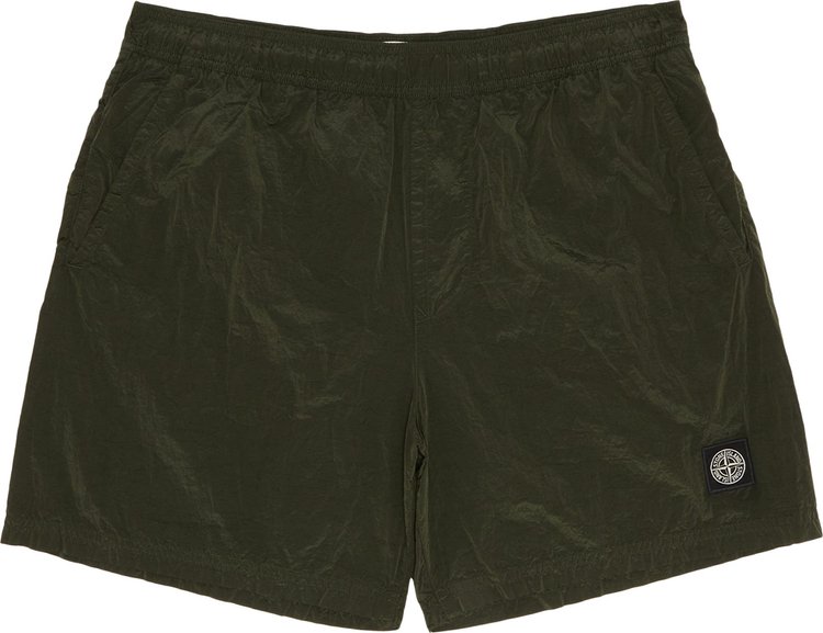 Stone Island Compass Motif Swim Shorts Olive