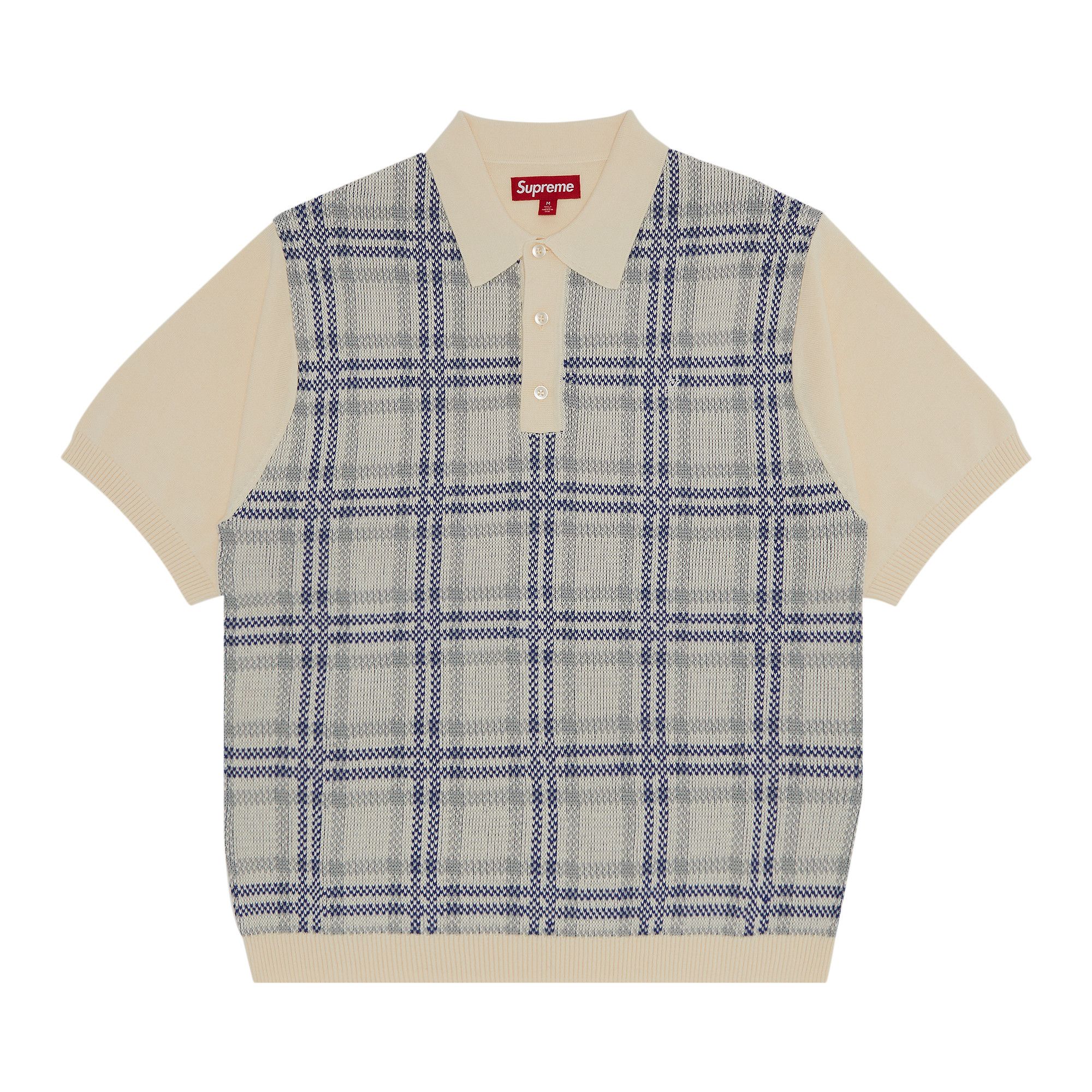 Size xxl Supreme Plaid Knit Short-Sleeve Polo 'White'