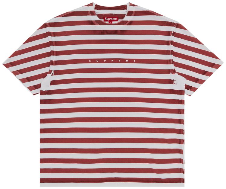 Supreme Overprint Stripe Short Sleeve Top Red