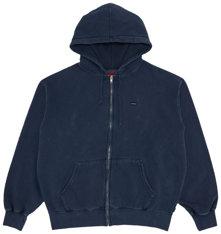 Supreme Overdyed Small Box Zip Up Hooded Sweatshirt Dark Slate