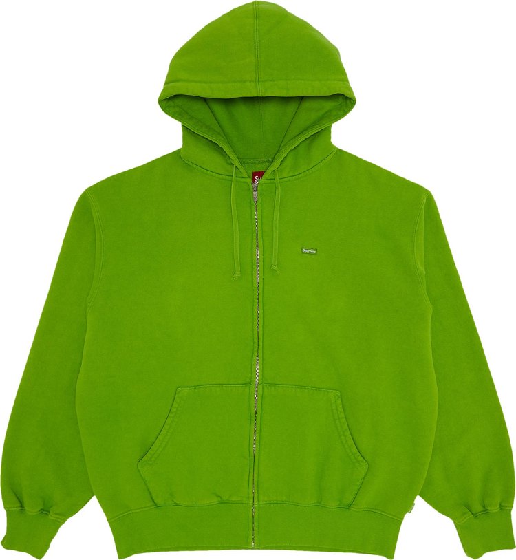 Supreme Overdyed Small Box Zip Up Hooded Sweatshirt Lime