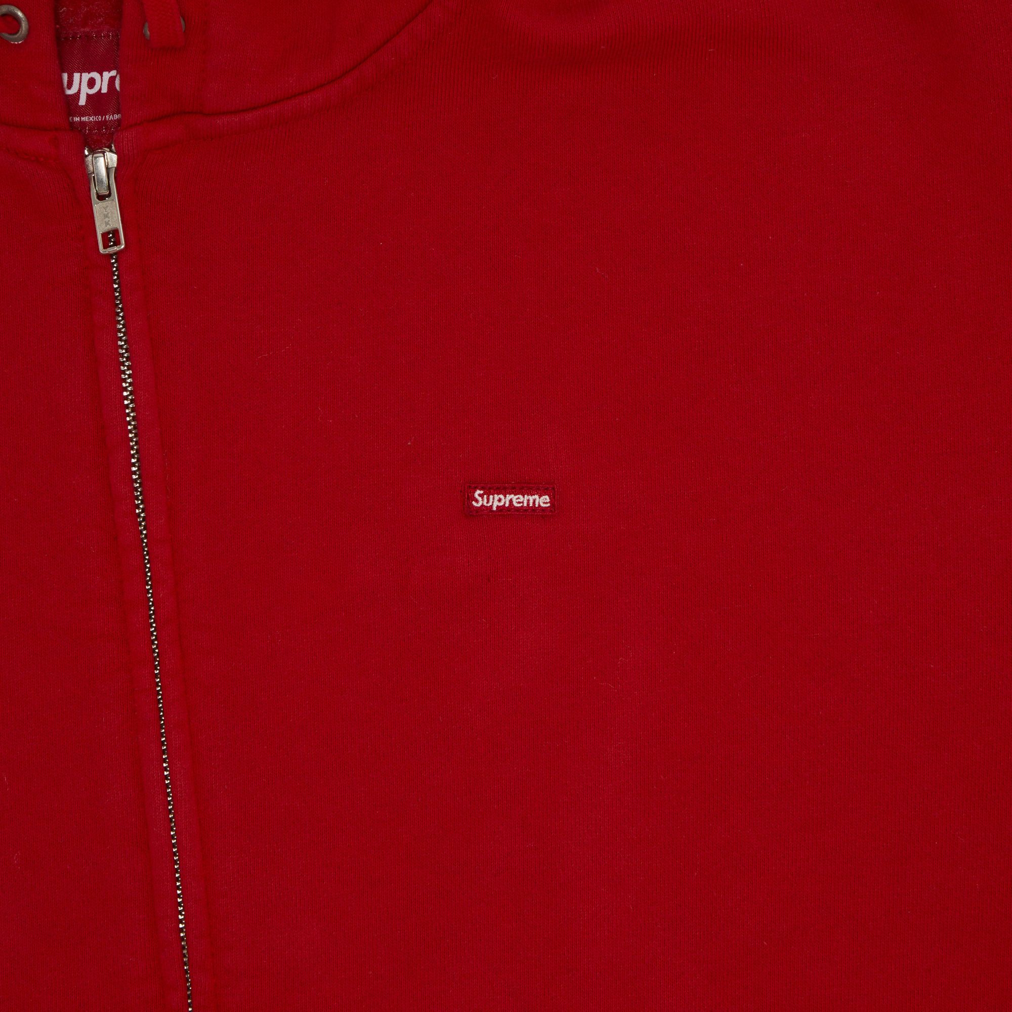 Buy Supreme Overdyed Small Box Zip Up Hooded Sweatshirt 'Red Buy Supreme Overdyed Small Box Zip Up Hooded Sweatshirt 'Red