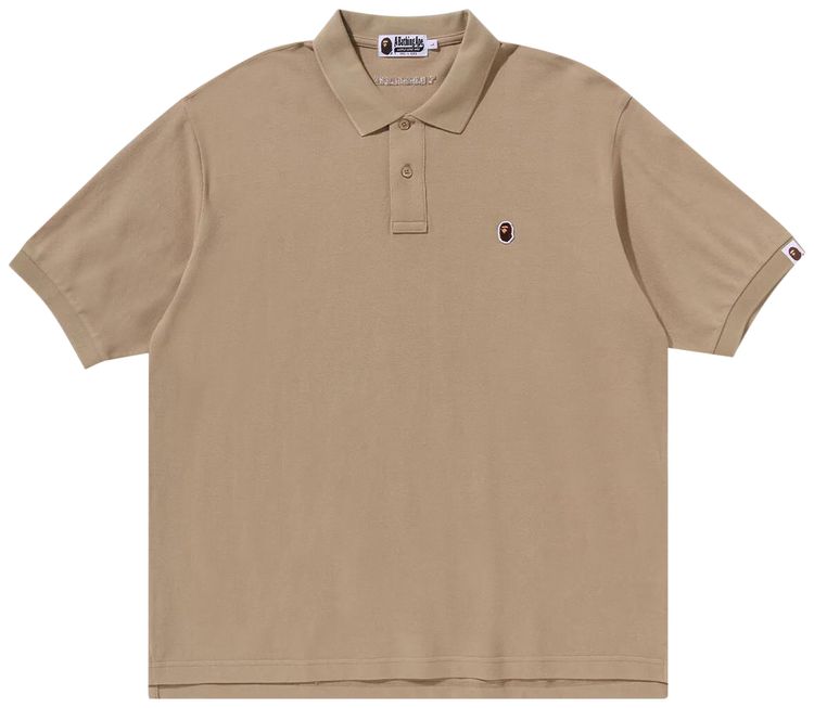 BAPE Ape Head One Point Polo Beige