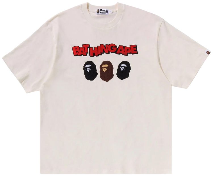 BAPE Triple Ape Head Relaxed Fit Tee Ivory
