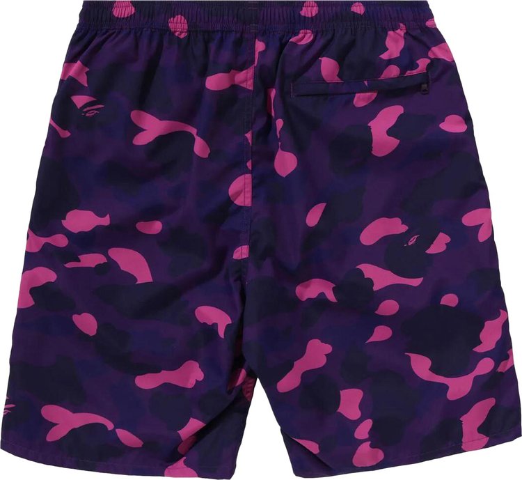 BAPE Color Camo Ape Head One Point Beach Shorts Purple