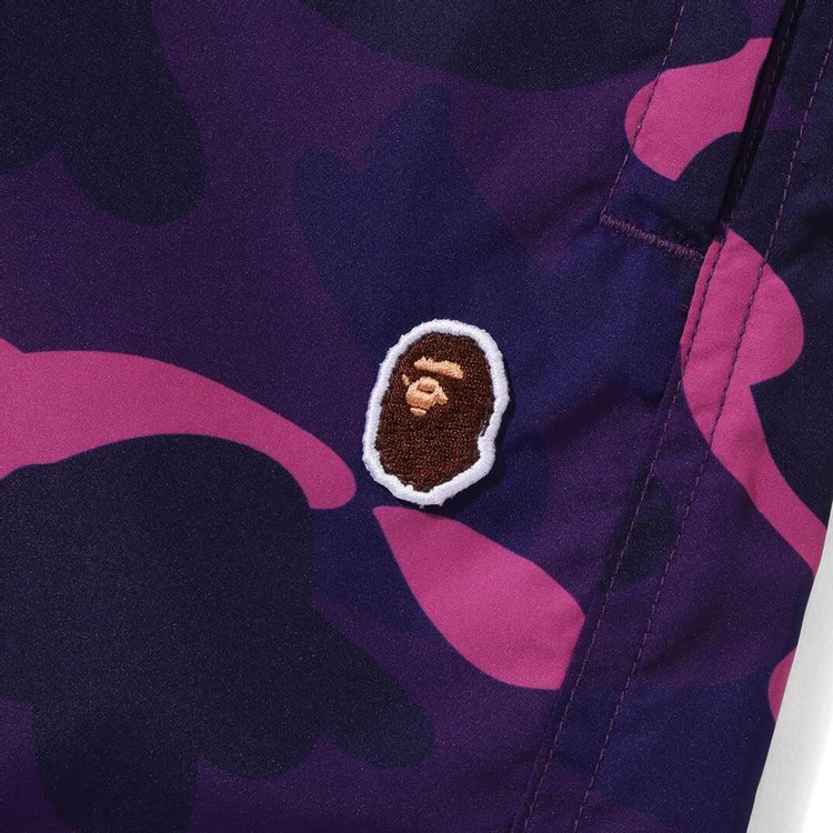 BAPE Color Camo Ape Head One Point Beach Shorts Purple