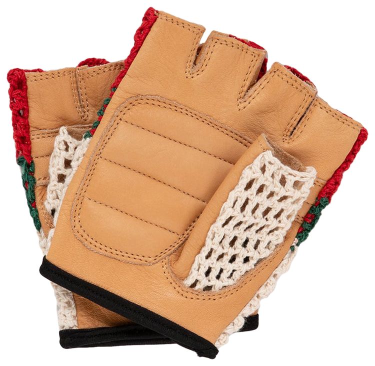 Aime Leon Dore Crochet Cutoff Cycling Gloves Tan