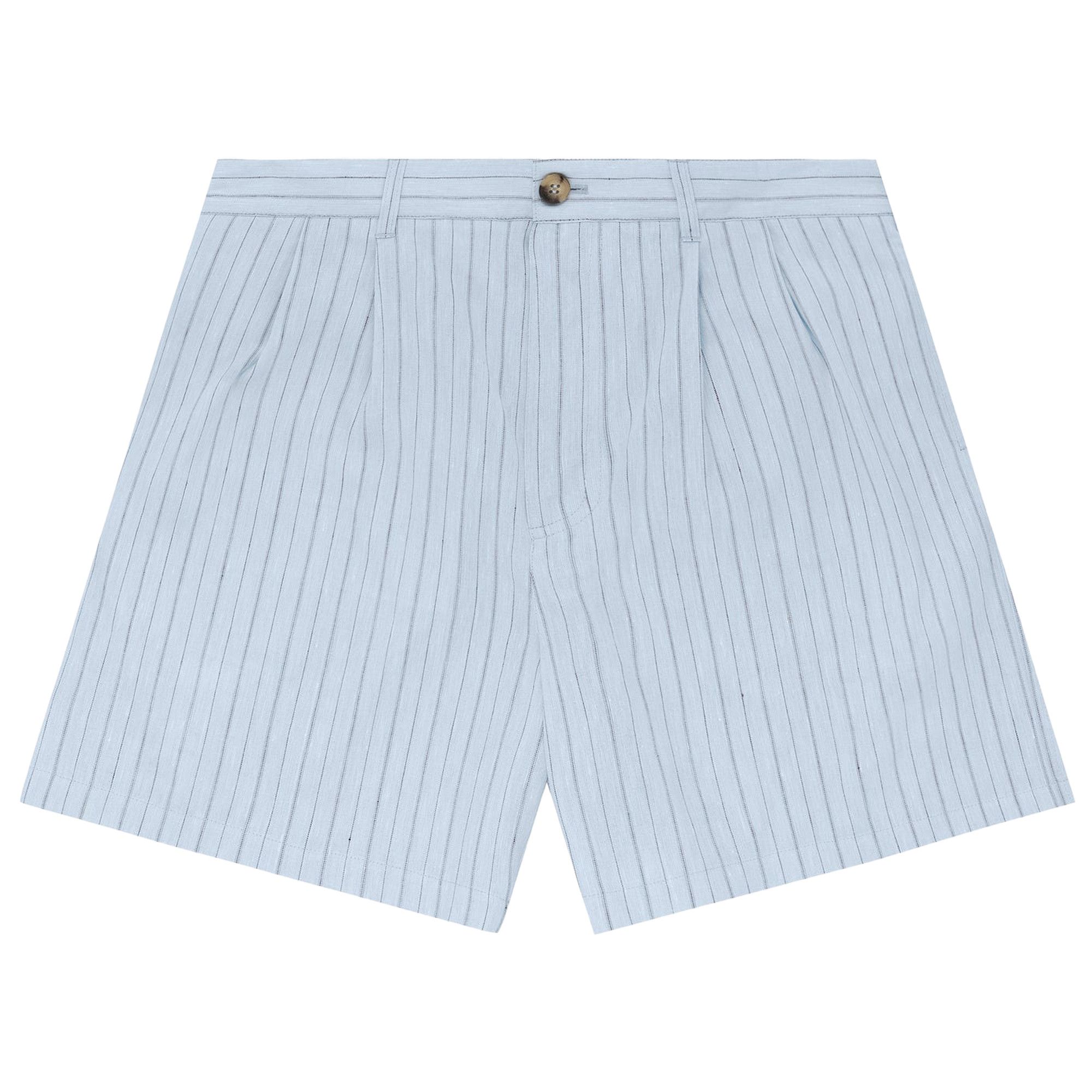 Buy Aimé Leon Dore Double Pleated Linen Short 'Light Blue Stripes
