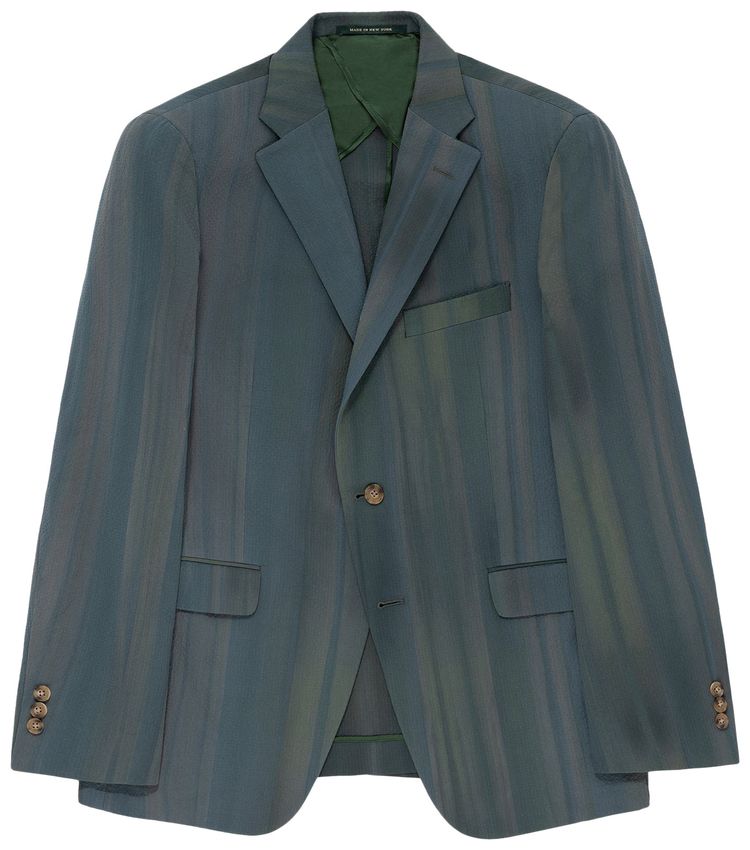 Aime Leon Dore Spray Dyed Single Breasted Seersucker Suit Jacket Teal