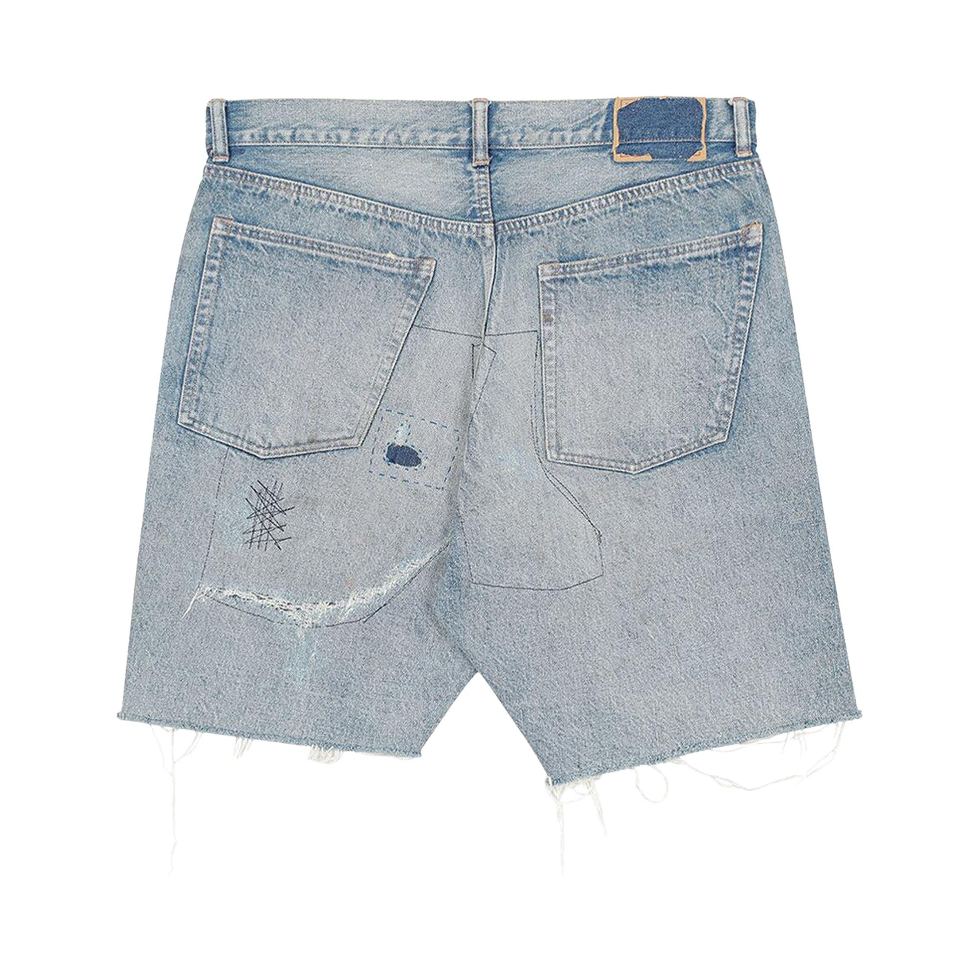 Buy SAINT Mxxxxxx Damage Denim Shorts 'Blue' - SM YS8 0000