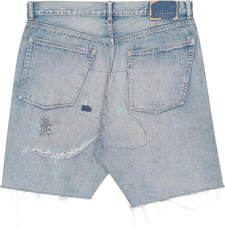 SAINT Mxxxxxx Damage Denim Shorts Blue