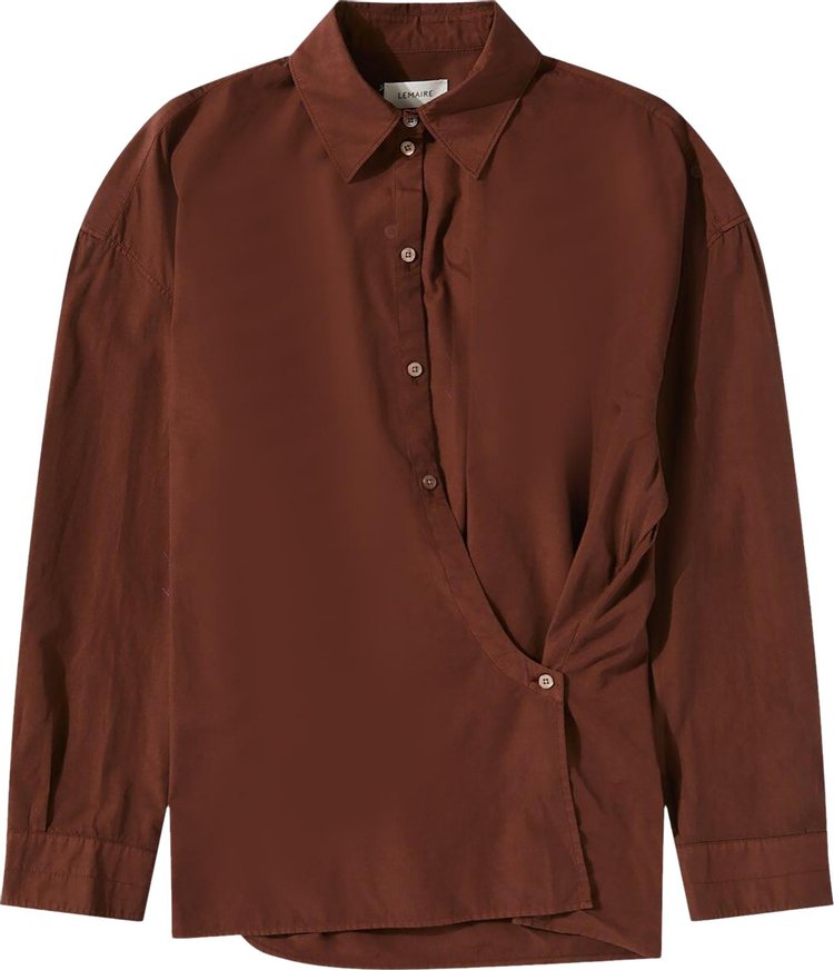 Lemaire Straight Collar Twisted Shirt Cocoa Bean