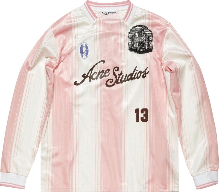 Acne Studios Long Sleeve Soccer Jersey PinkWhite