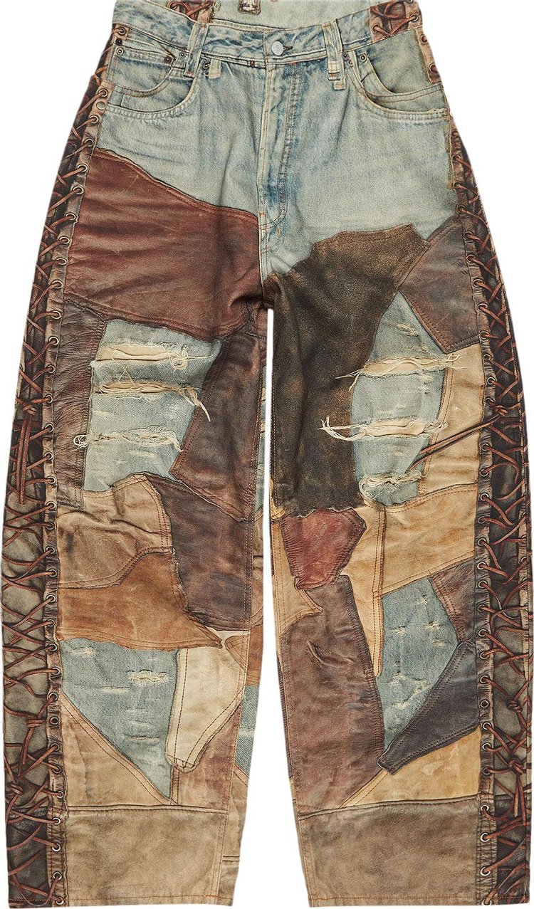 Acne Studios Patchwork Denim Jeans 'Blue/Brown'
