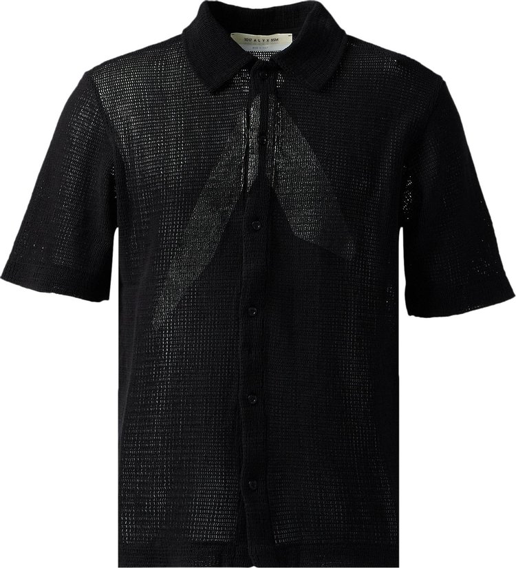 1017 ALYX 9SM Button Up Logo Mesh Short Sleeve Shirt Black