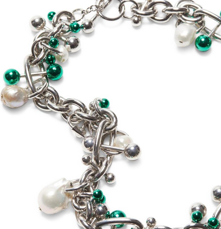 Acne Studios Multi Charm Necklace SilverGreen