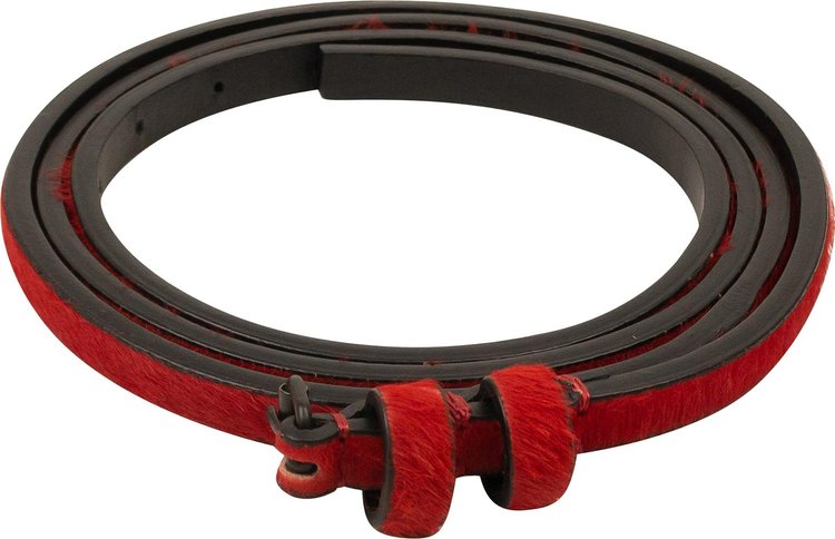 Haider Ackermann Pony Hair Small Buckle Belt Red