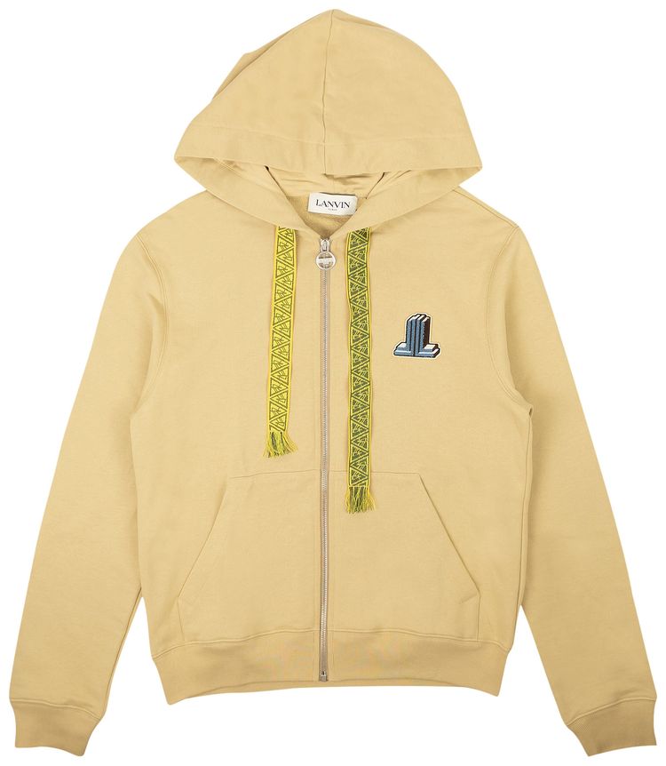 Lanvin Printed Zip Up Hoodie Beige