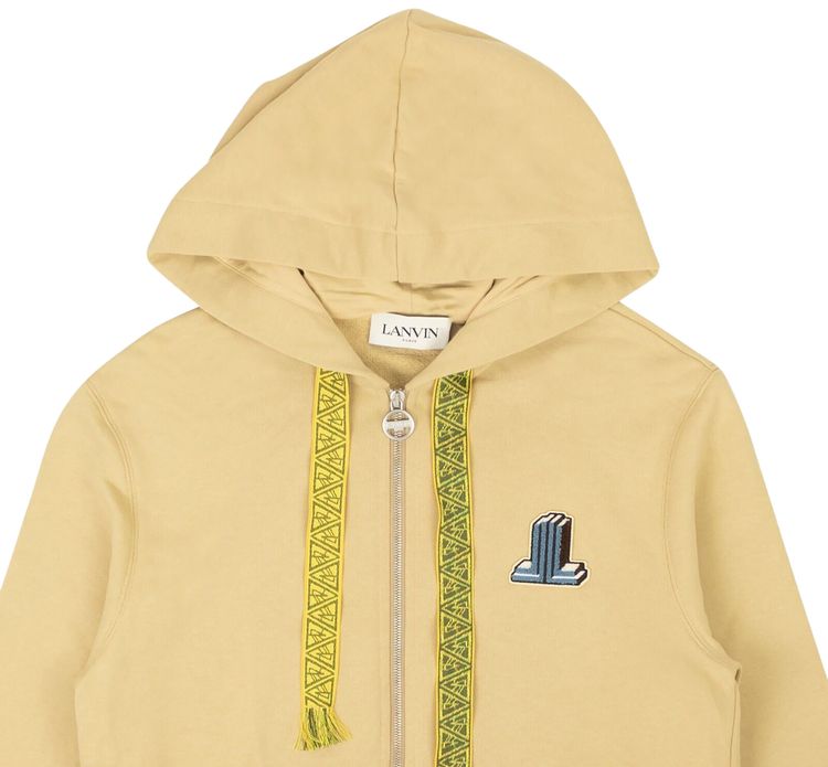 Lanvin Printed Zip Up Hoodie Beige