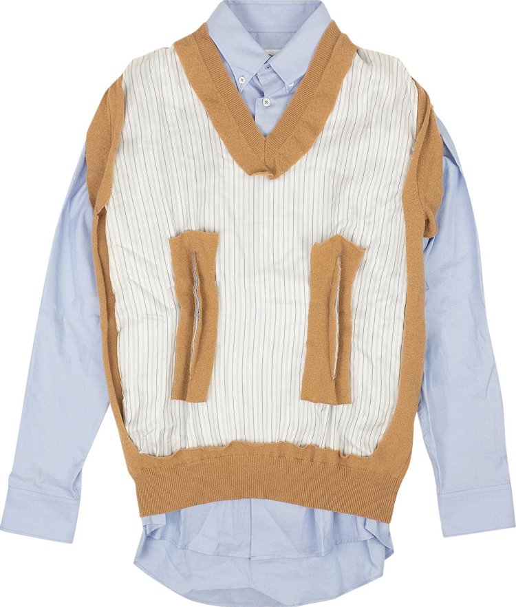 Maison Margiela Deconstructed Layered Shirt Light BlueTan