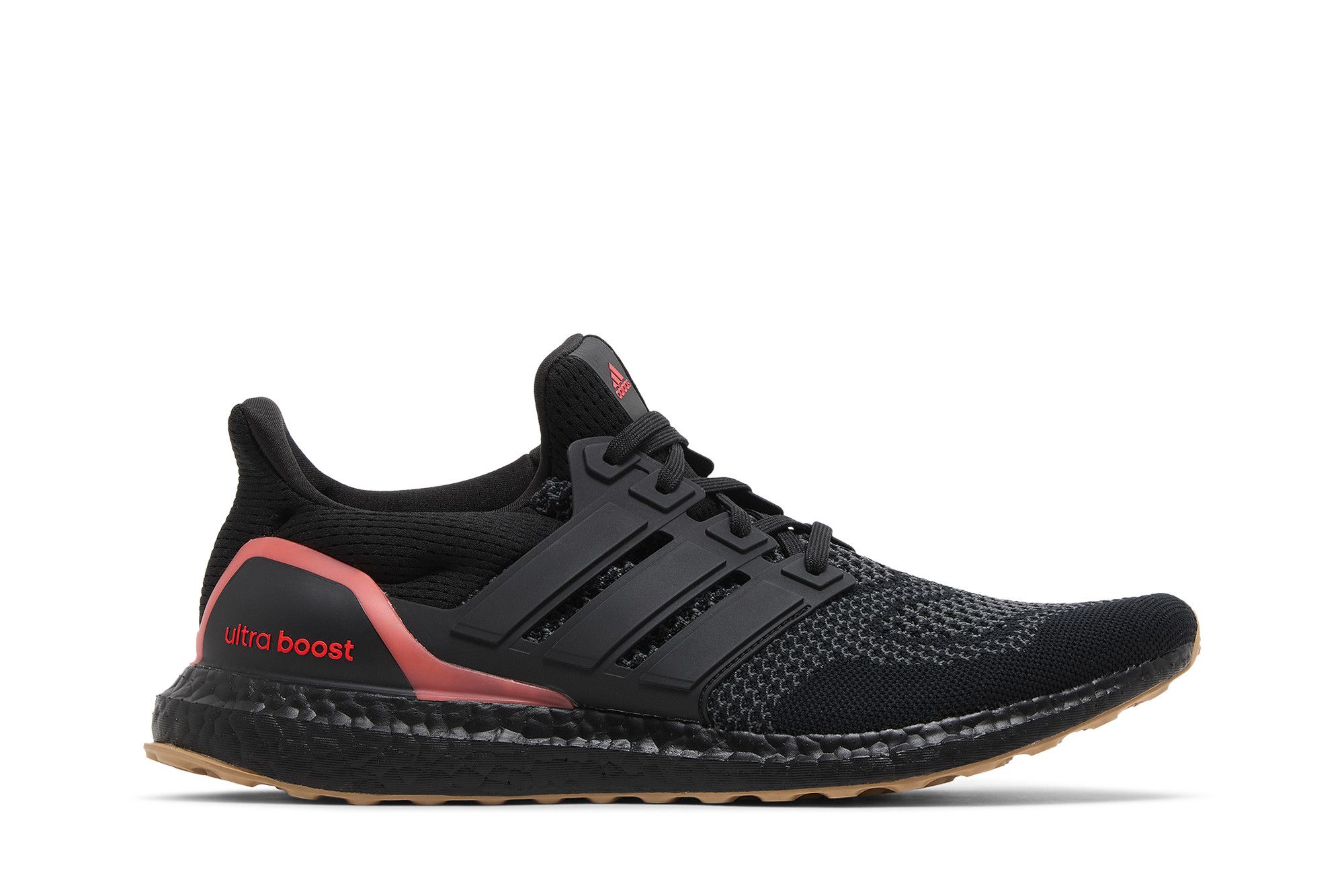 Adidas ultra boost black solar red hot sale