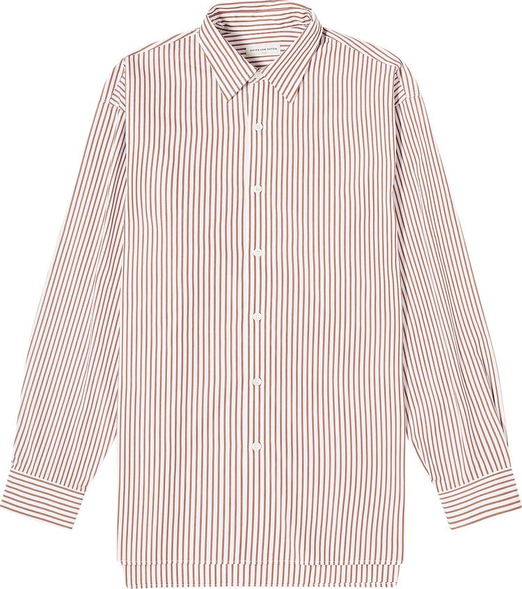 Dries Van Noten Calander Stripe Poplin Shirt Brown