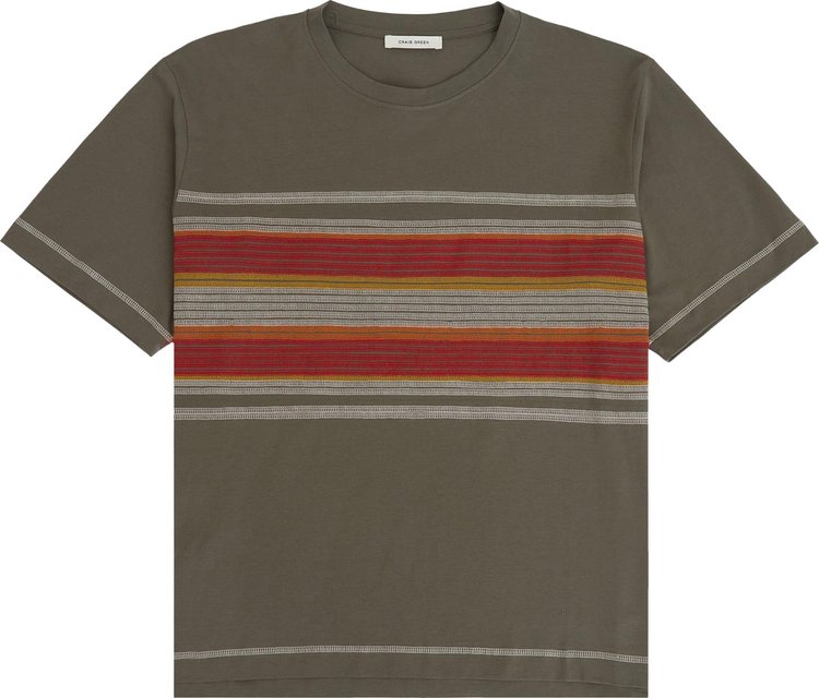 Craig Green Flatlock Stripe T Shirt Olive