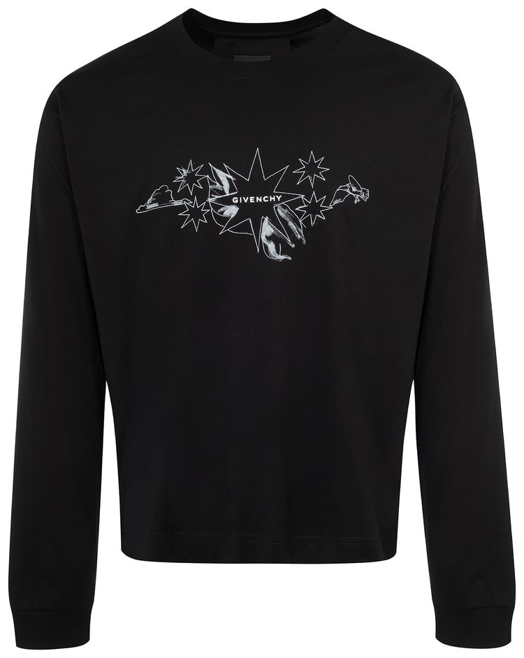 Givenchy Boxy Fit Long Sleeve T Shirt Black