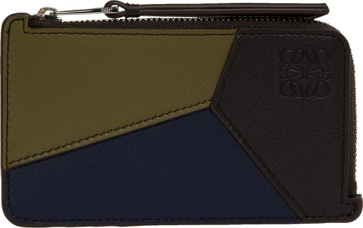 Loewe Puzzle Coin Cardholder OliveAbyss BlueDark Brown