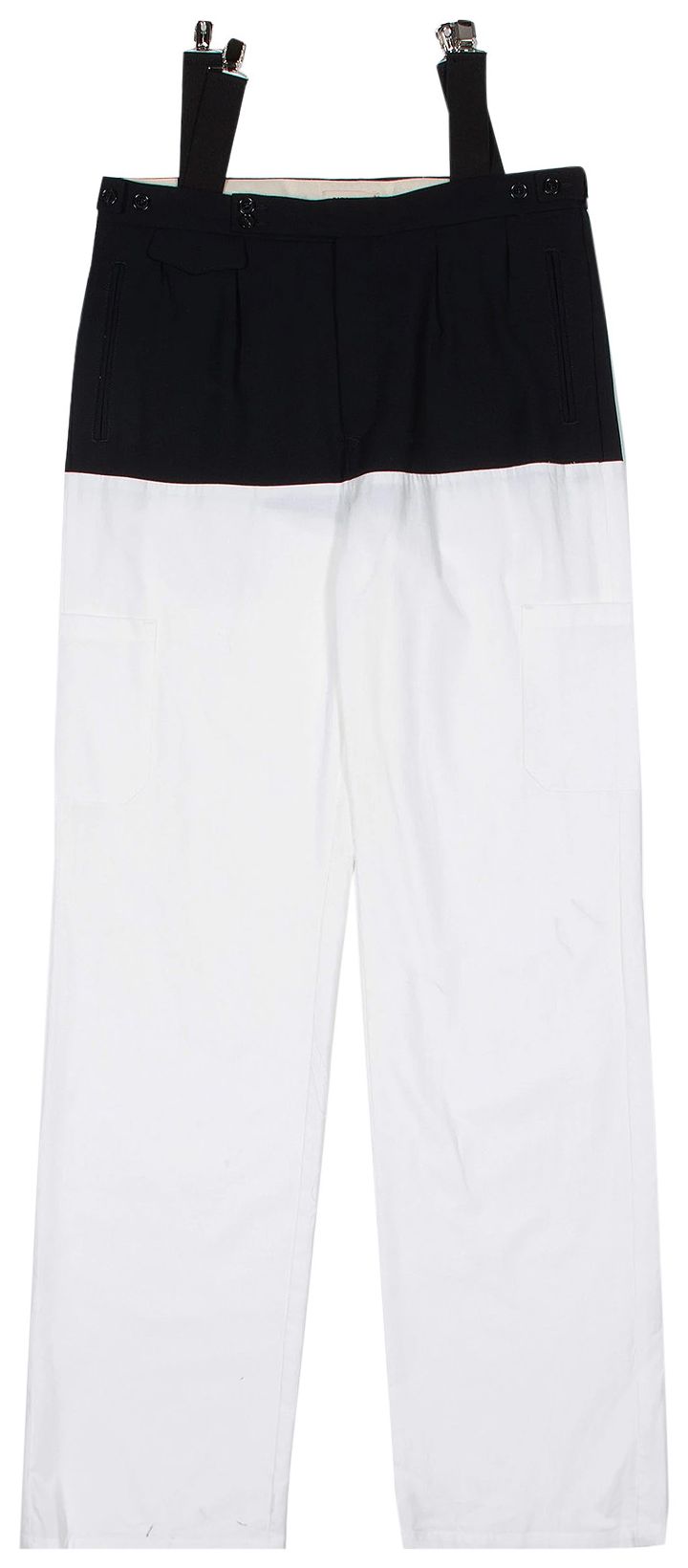 Raf Simons Pants With Horizontal Cut And Suspenders BlackEcru