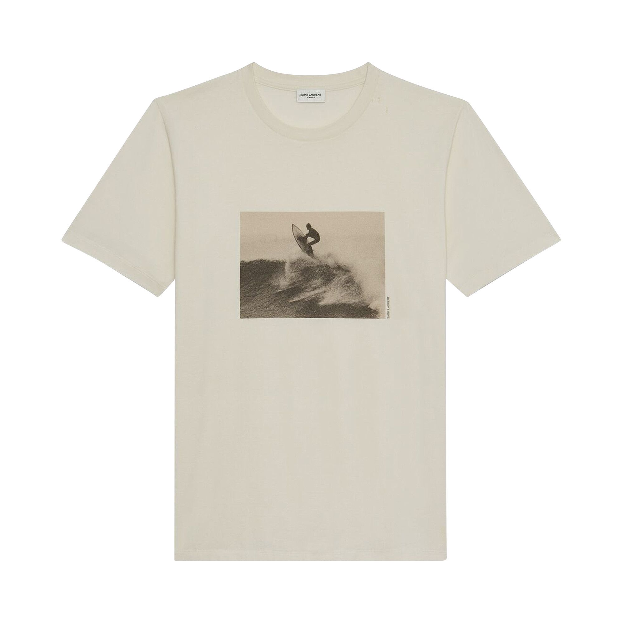 新品 大人気商品  Print Graphic Laurent Saint Buy Surf 'Ecru/Sepia T-Shirt トップス