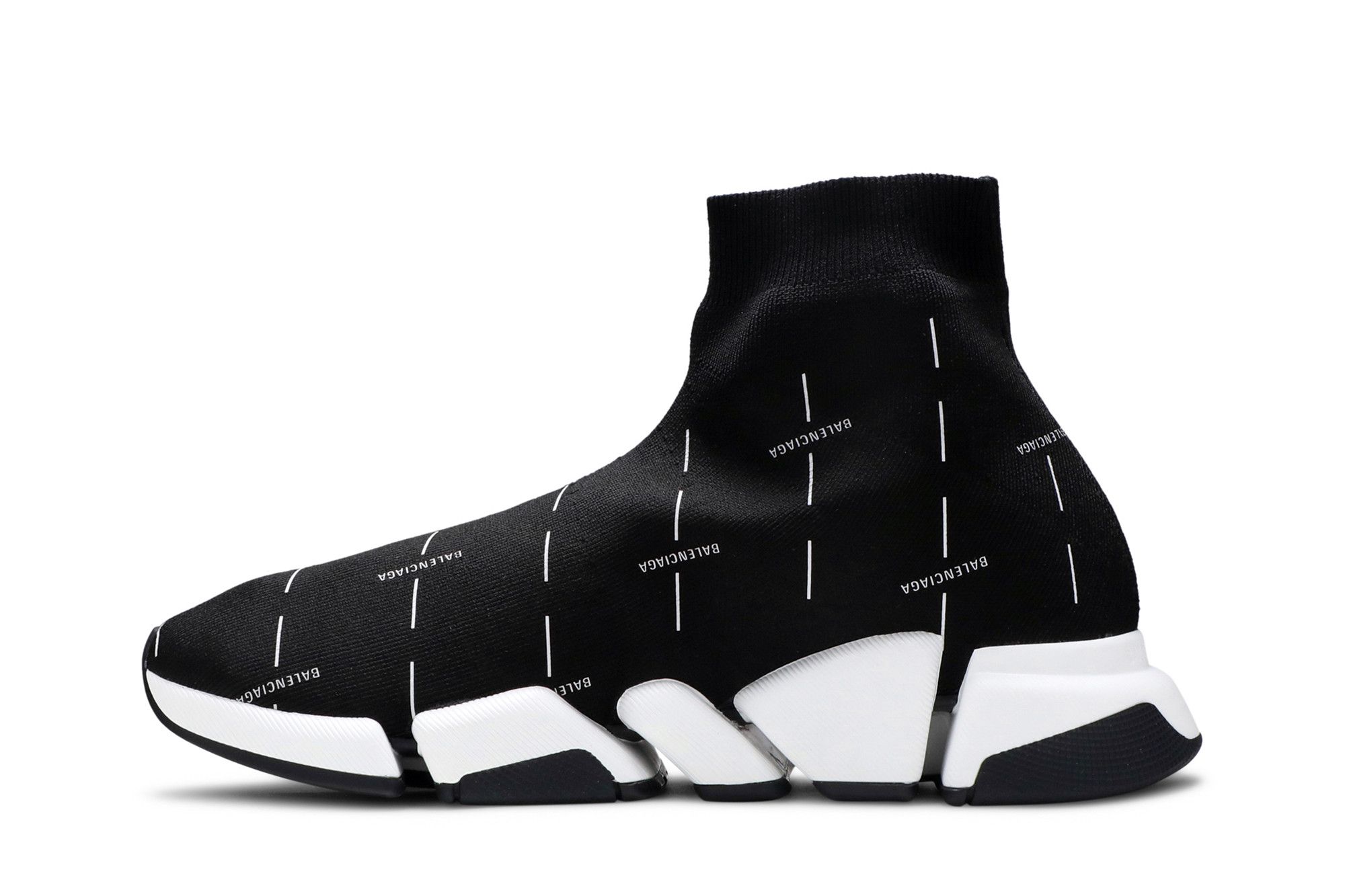 Balenciaga speed trainer logo print black white store