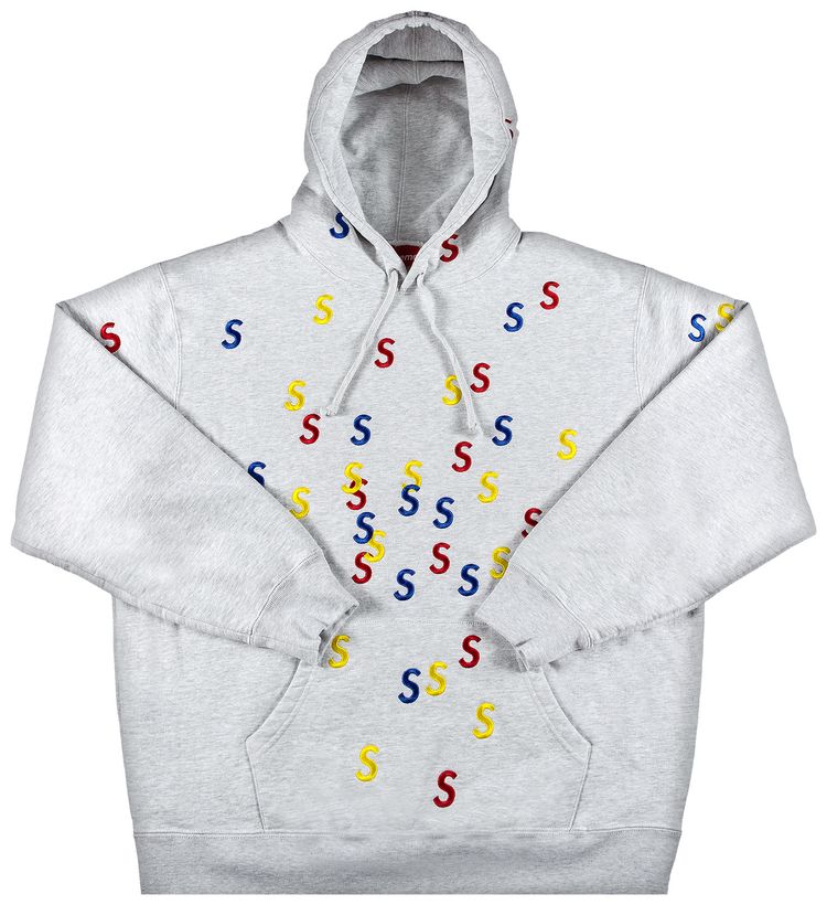 Supreme Embroidered S Hooded Sweatshirt Ash Grey