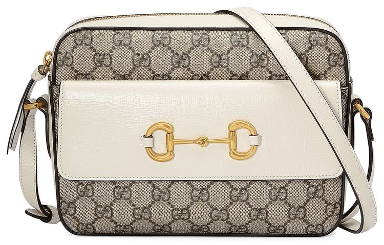 Gucci Horsebit 1955 Small Shoulder Bag WhiteBeigeEbony