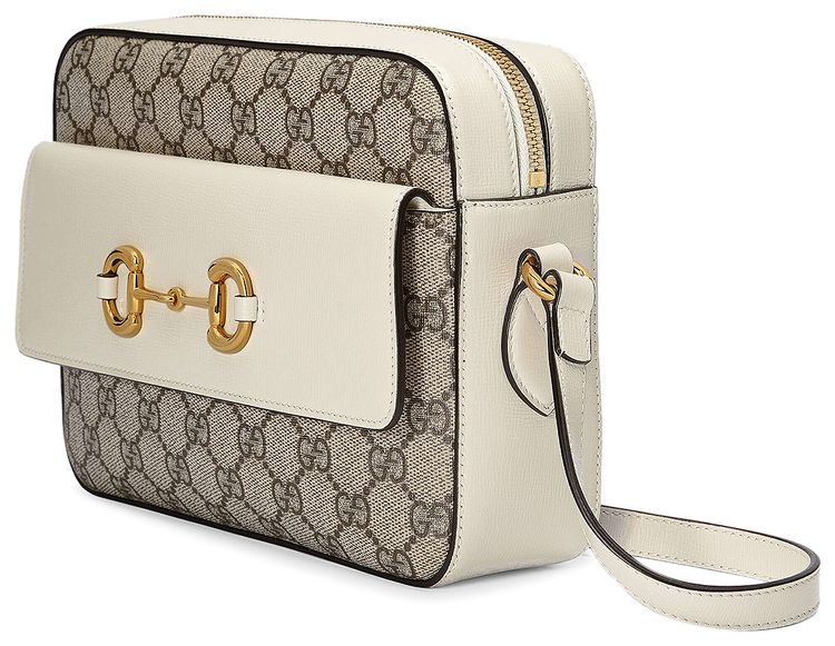 Gucci Horsebit 1955 Small Shoulder Bag WhiteBeigeEbony