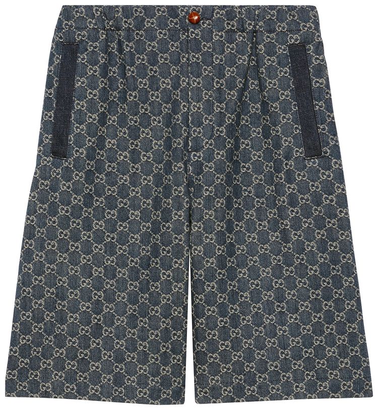 Gucci Eco Washed GG Denim Shorts Dark BlueIvory
