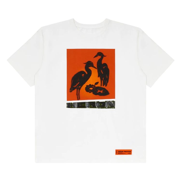 Heron Preston Nightshift Short Sleeve T Shirt WhiteOrange
